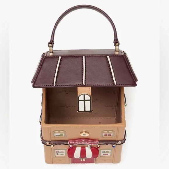 NWT Kate Spade Christmas Bag Toy Shop House Clutch Satchel Crossbody 3D Novelty - Picture 5 of 7